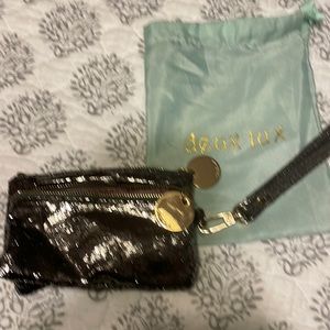 Deuce lux silver crackle leather wristlet